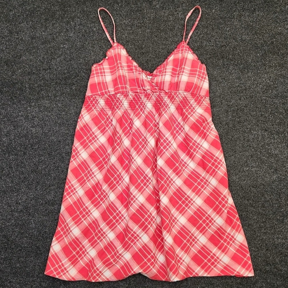Y2k No Boundaries Juniors Large Red Plaid Babydoll Dress PicnicCore Americana